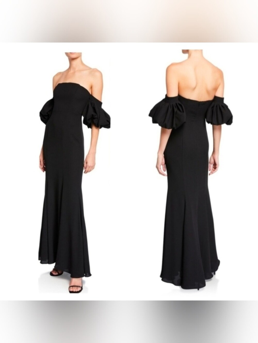 Fame & Partners Black Puff Sleeve Gown